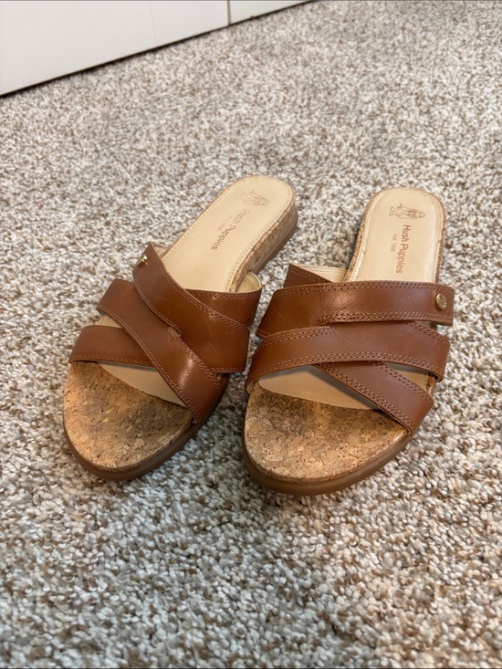 Hush Puppies Shoes - Hush Puppies Women's Brown Cork Slide Sandals